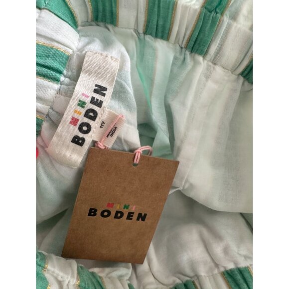 BODEN MINI Girl's Green Striped Wide Leg Pants Size 11 Years NEW NWT - Picture 3 of 3